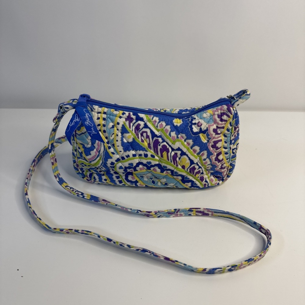 Small Vera Bradley Blue Capri Paisley Purse Handbag -Retired Print